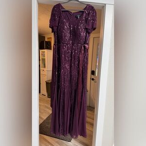 R&M Richards Plum Sequin Dress